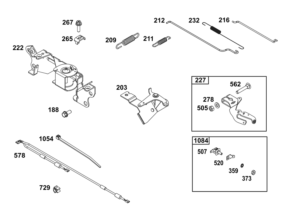 Controls Group Diagram and Parts List for 356777-0048-B5 200000 - 399999 Briggs and Stratton Engine